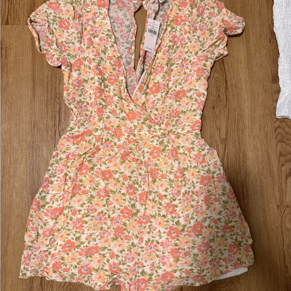 American Eagle Outfitters Floral Jumpsuit - Pink and Green